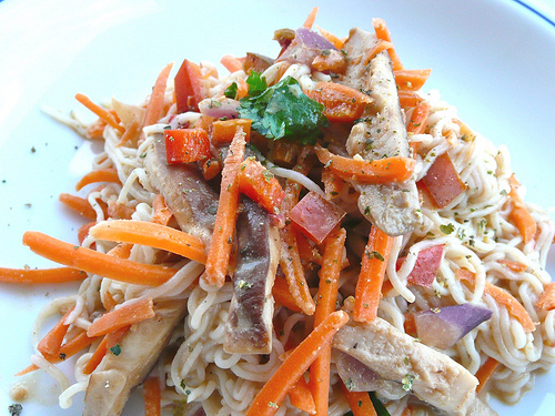 Tofu noodles with peanut sauce