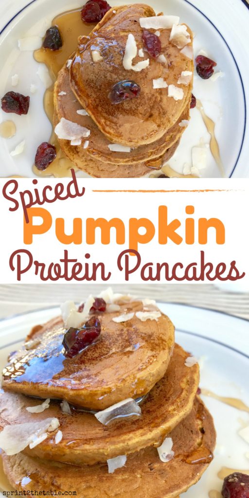 These Spiced Pumpkin Protein Pancakes are full of protein and packed with warming fall flavor.  They're the perfect healthy, gluten-free breakfast for chilly mornings!