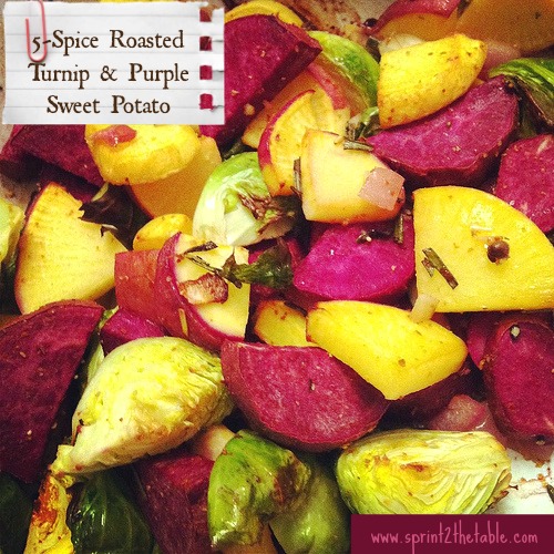 Five-Spice Roasted Turnips & Purple Sweet Potatoes