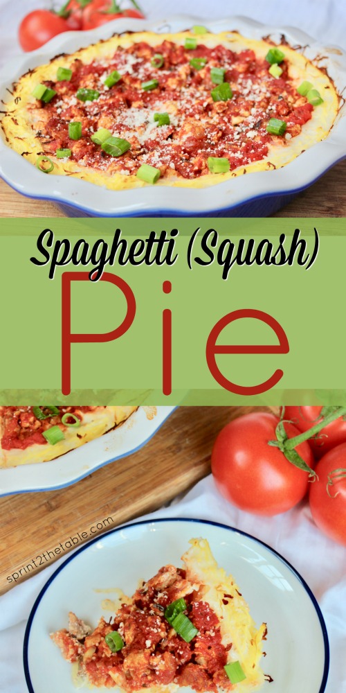 This Spaghetti Squash Pie is an easy and delicious re-make of a childhood comfort food.  Spaghetti squash replaces the noodles for a gluten-free meal the whole family will enjoy!