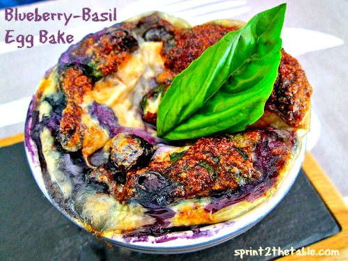 Blueberry-Basil Cottage Cheese Egg Bake