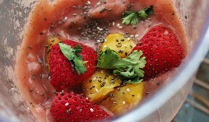 Strawberry Pineapple Cilantro Smoothie