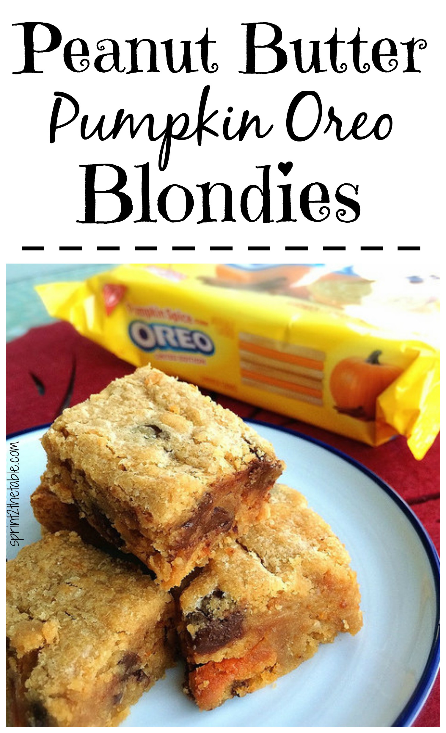 These Peanut Butter Pumpkin Oreo Blondies are dangerous. Laced with everything that's good and delicious about fall, you'll never be able to eat just one.