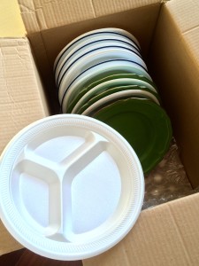 Pack plates with styrofoam plates