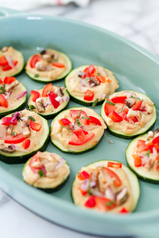 Zucchini Hummus Pizza Bites