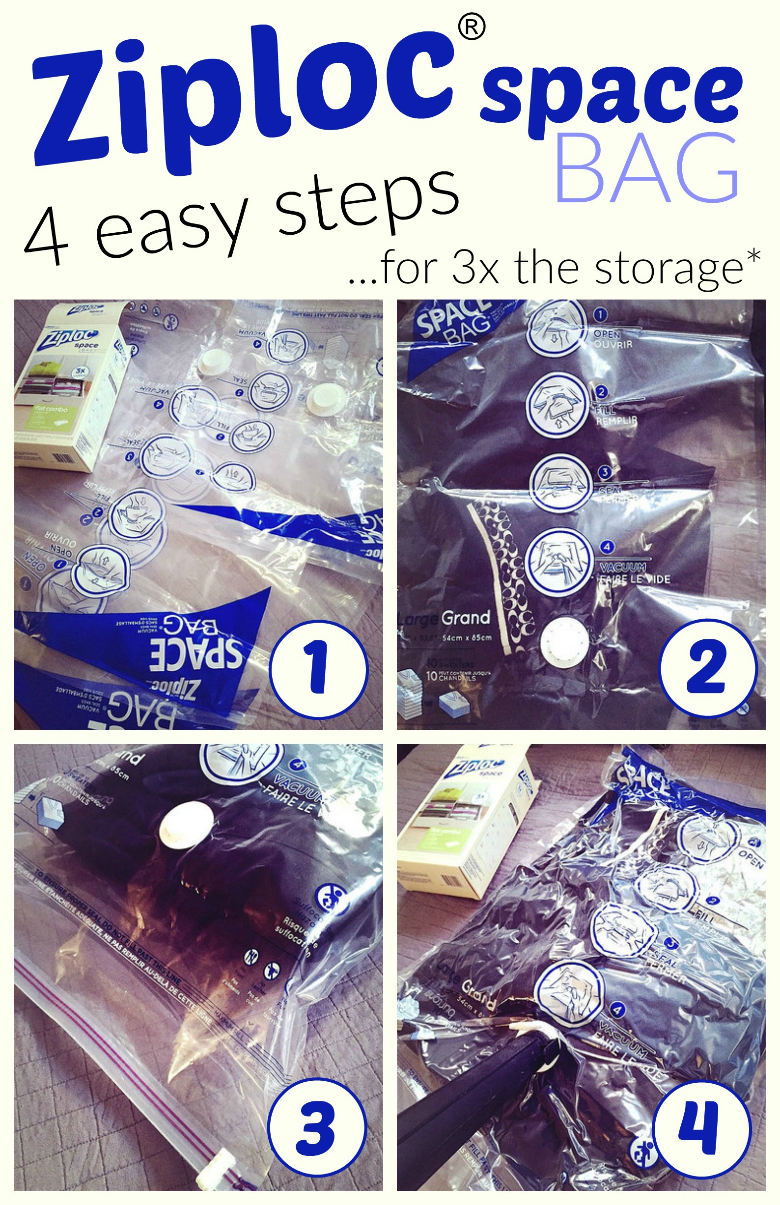 Ziploc Space Bags provide you 3x the storage space