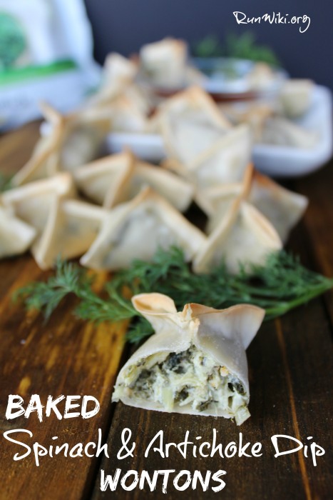 Baked Spinach & Artichoke Wontons