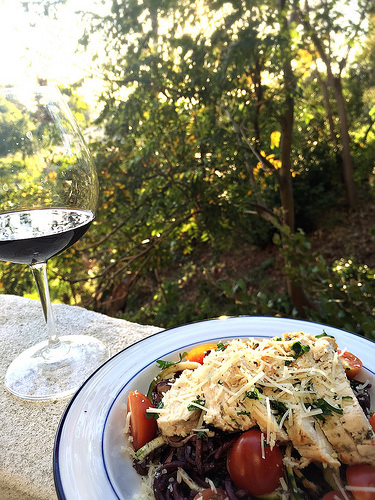 Red Wine Pasta with Almonds & Parsley. You must try cooking your pasta in red wine. Trust me. 