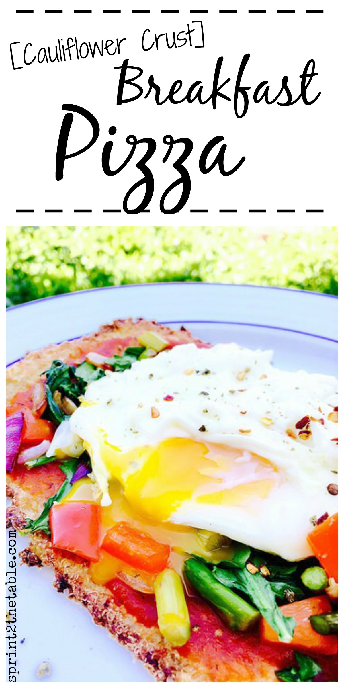 Cauliflower Crust Breakfast Pizza - delicious, gluten-free, and dairy-free... put an egg on it for instant brunch!