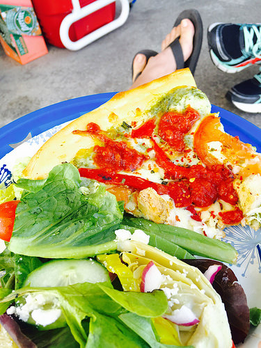 Pizza and salad from High Tide in Coronado