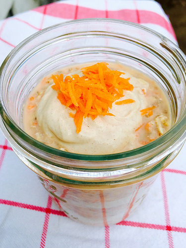 Try this Carrot Cake Protein Parfait - it's a gluten-free overnight oat recipe that makes for a quick and easy breakfast!