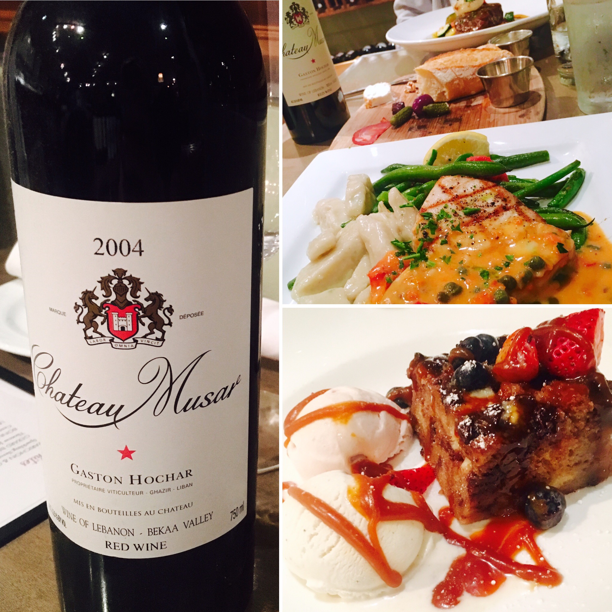 Dinner at 3rd Corner in San Diego with a bottle of Chateau Musar Lebanese wine