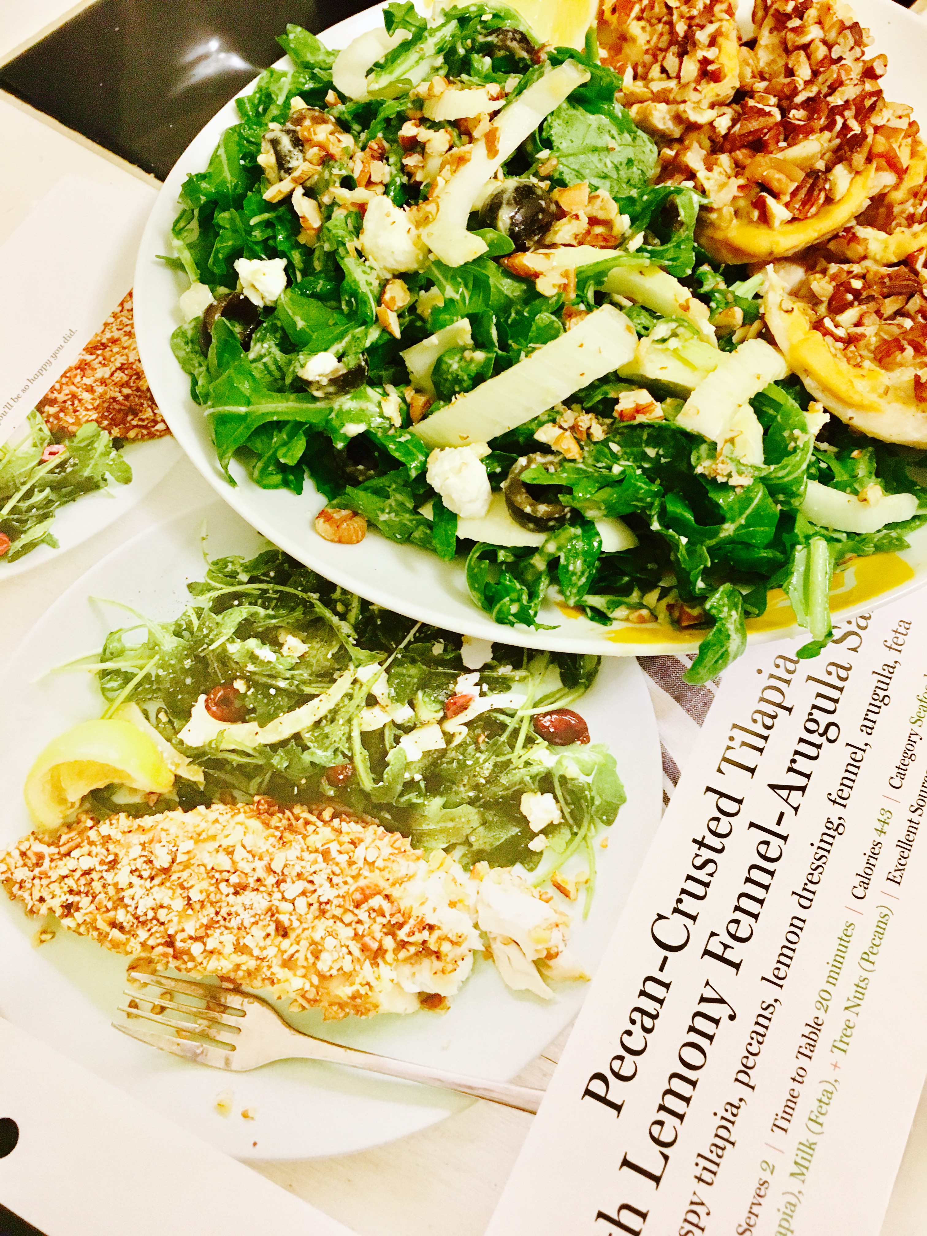 Pecan-Crusted Tilapia with Lemony Fennel-Arugula Salad