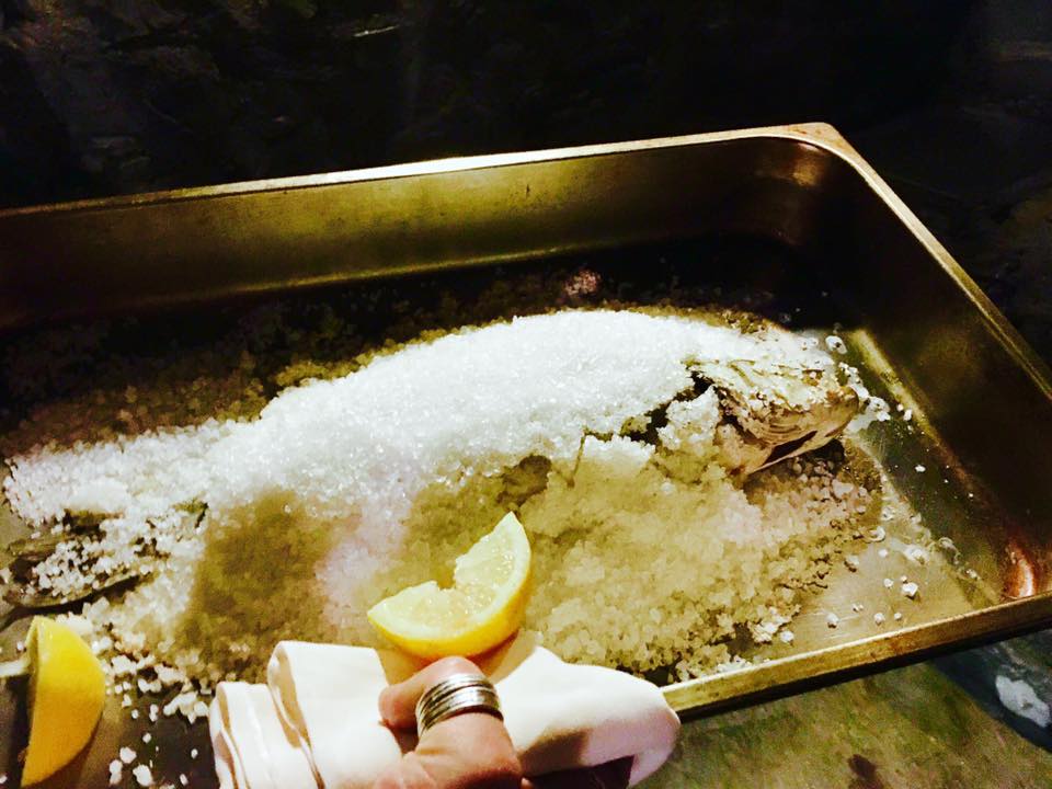 Sea Bass cooked in sea salt at Ristorante Belforte in Vernazza
