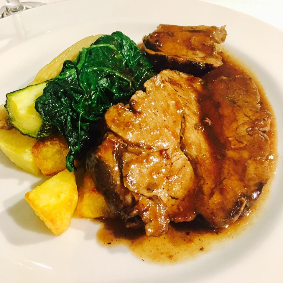 Veal slow-roasted in Barolo wine