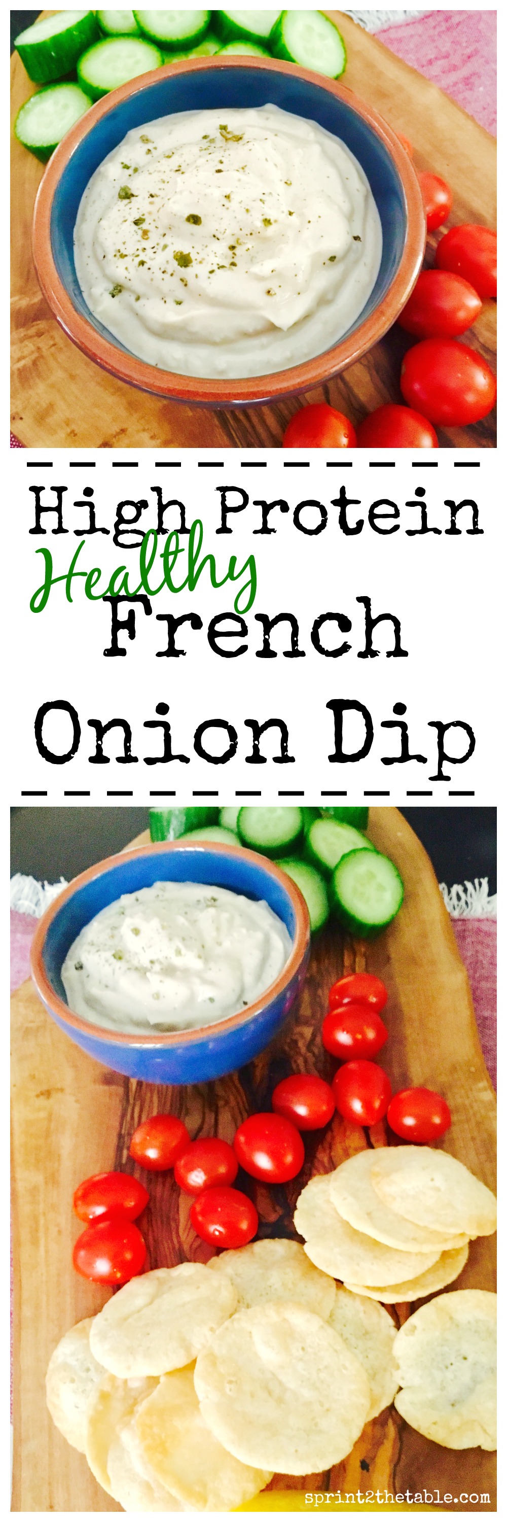 High Protein Healthy French Onion Dip. Because we all know how addicting chips and dip are... why not do it up in a healthy way?