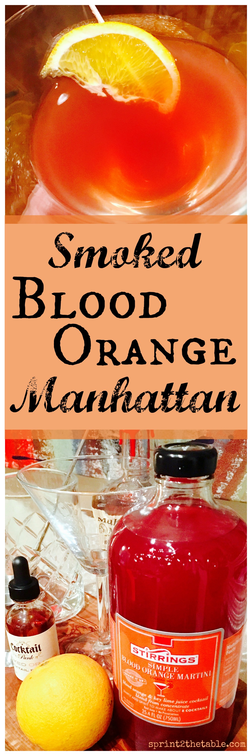 This Smoked Blood Orange Manhattan is a fun twist on a cocktail classic!