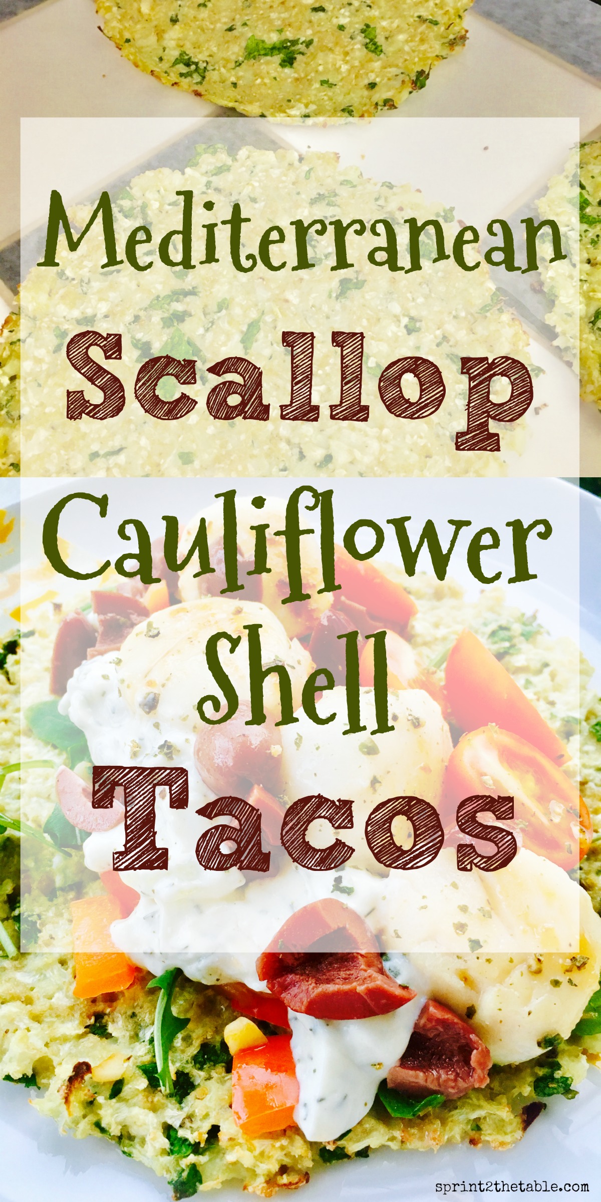 This quick cauliflower crust is the perfect shell to fill with whatever you're craving.  I'm partial to these Mediterranean Scallop Cauliflower Shell Tacos.