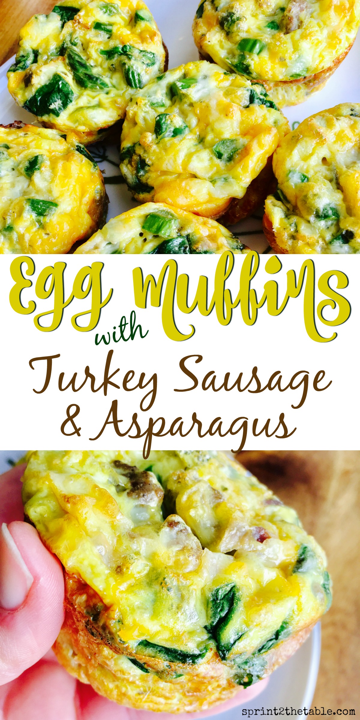 Egg muffins with turkey sausage and asparagus are easy to make and even easier to eat! They can be made ahead of time and reheated for the perfect grab and go breakfast.