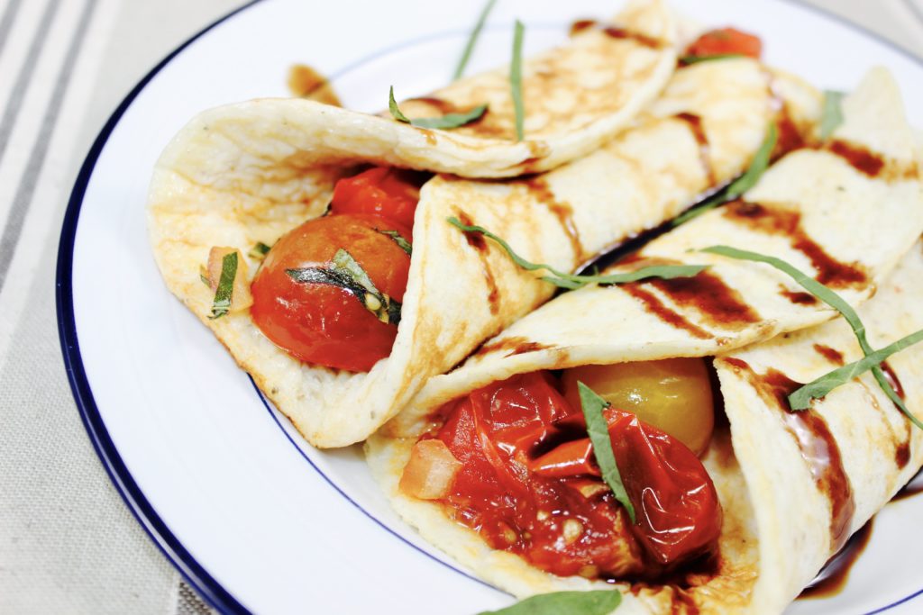 Easy Tomato Basil Cottage Cheese Crepes