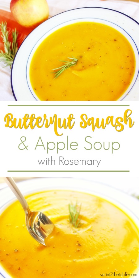 This Butternut Squash & Apple Soup with Rosemary is made with simple fall ingredients.  It's a creamy blend of sweet and savory flavors, so naturally rich you'd never guess it's vegan!