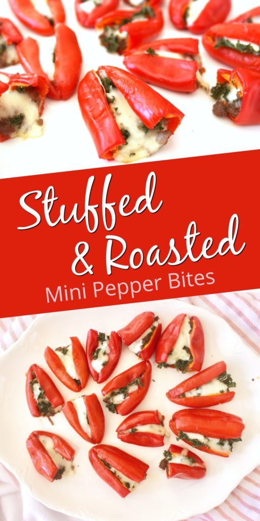 These Stuffed & Roasted Pepper Bites are perfect for a holiday party, or a football Sunday gathering. The bit of cheese makes them feel decadent and the beef makes them satiating. 