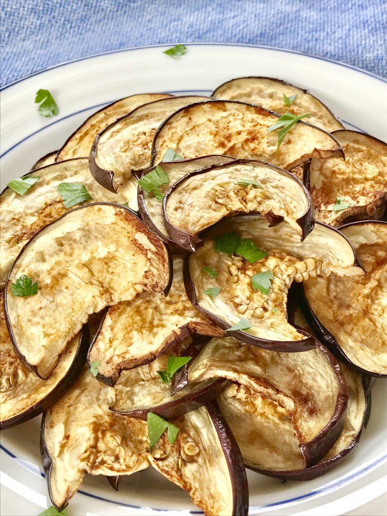 Asian-Inspired Eggplant "Bacon" is a crispy, delicious crave-worthy recipe.  It's air quote "bacon," but that doesn't mean it lacks that same crack-like umami flavor we can't resist! 