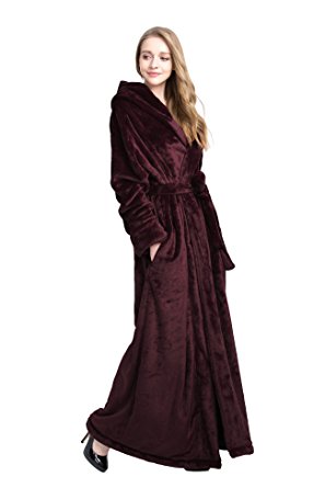 Extra Long Microfiber Fleece Bathrobe Winter Robe