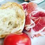 Tomato bread and iberico ham at El Sortidor in Barcelona