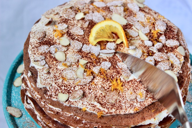 This simple-yet-elegant Chocolate Grand Marnier Crêpe Cake is *almost* too pretty to cut.