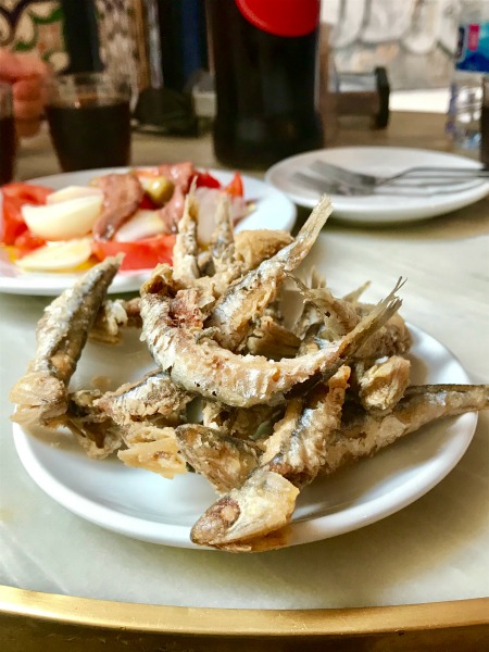 Fried anchovies at La Plata with Food Lovers Company in Barcelona