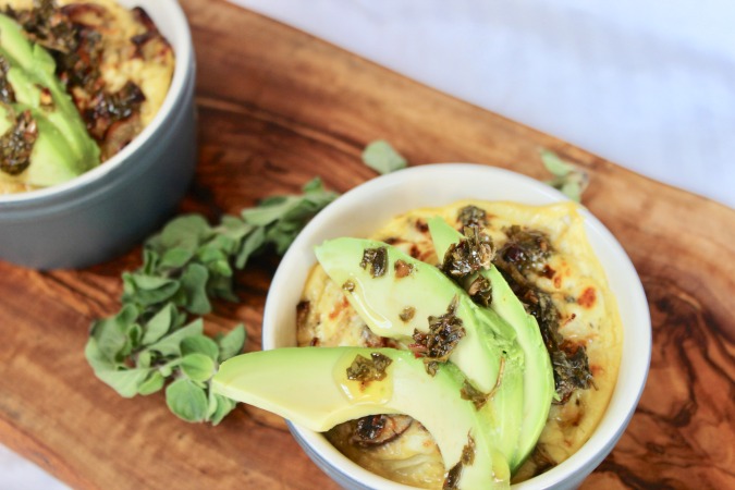A Cottage Cheese Baked Eggs with Chimichurri Sauce recipe is packed with flavor and fresh ingredients. 