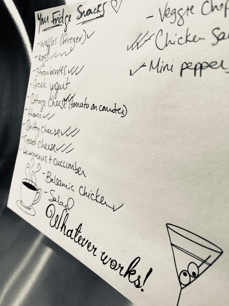 Vegas' fridge food list