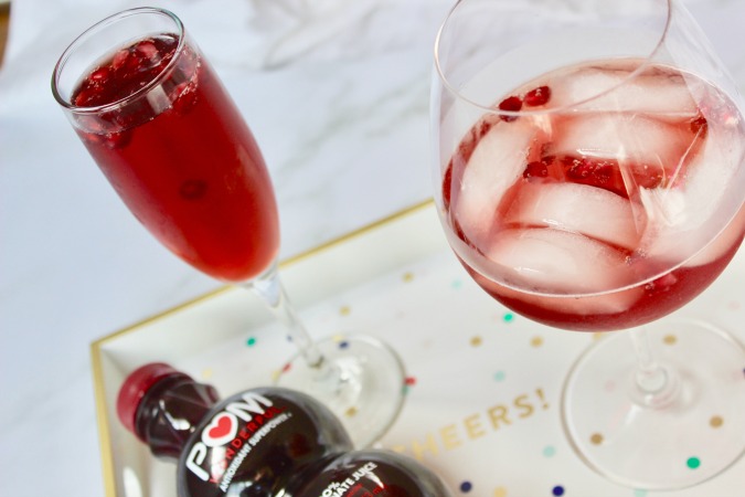 A Pomegranate Aperol Spritz with POM Wonderful 100% Juice is a healthier pre-dinner cocktail.