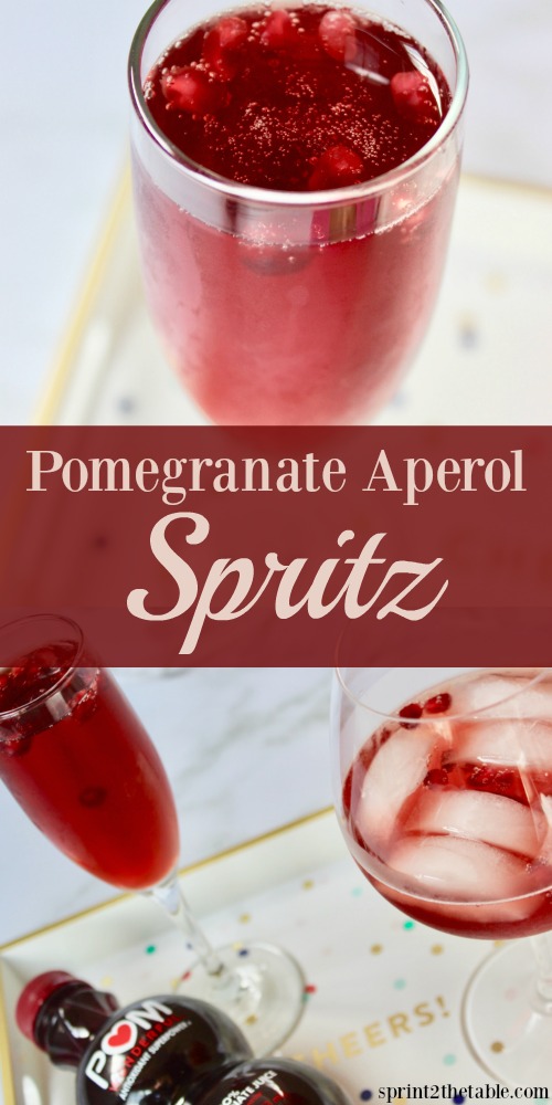 Winter is in full swing, which means pomegranates are everywhere.  Why not enjoy them in a delicious cocktail?  This Pomegranate Aperol Spritz is a healthier, lower-alcohol cocktail!