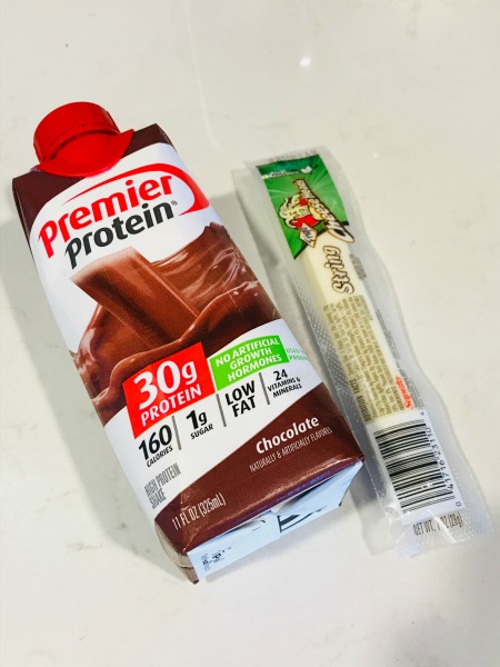 Premier Protein and string cheese - breakfast of champions!