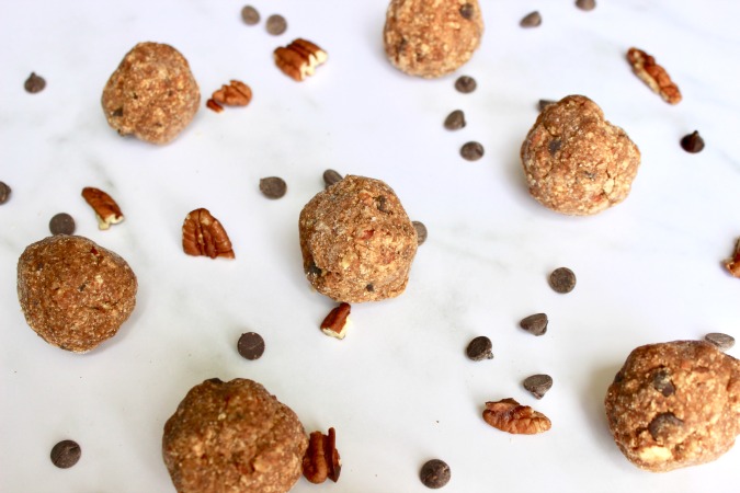 These Bourbon-Salted Pecan Protein Balls are a healthier take of my favorite Kentucky Derby Pie! 