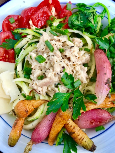 Cotter Crunch's Creamy Avocado Zoodle Bowl