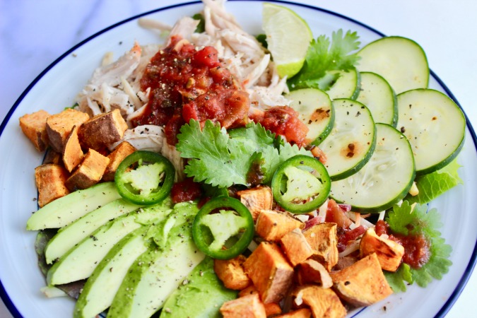 This 5-minute chicken taco bowl recipe is easy to make and full of flavor.