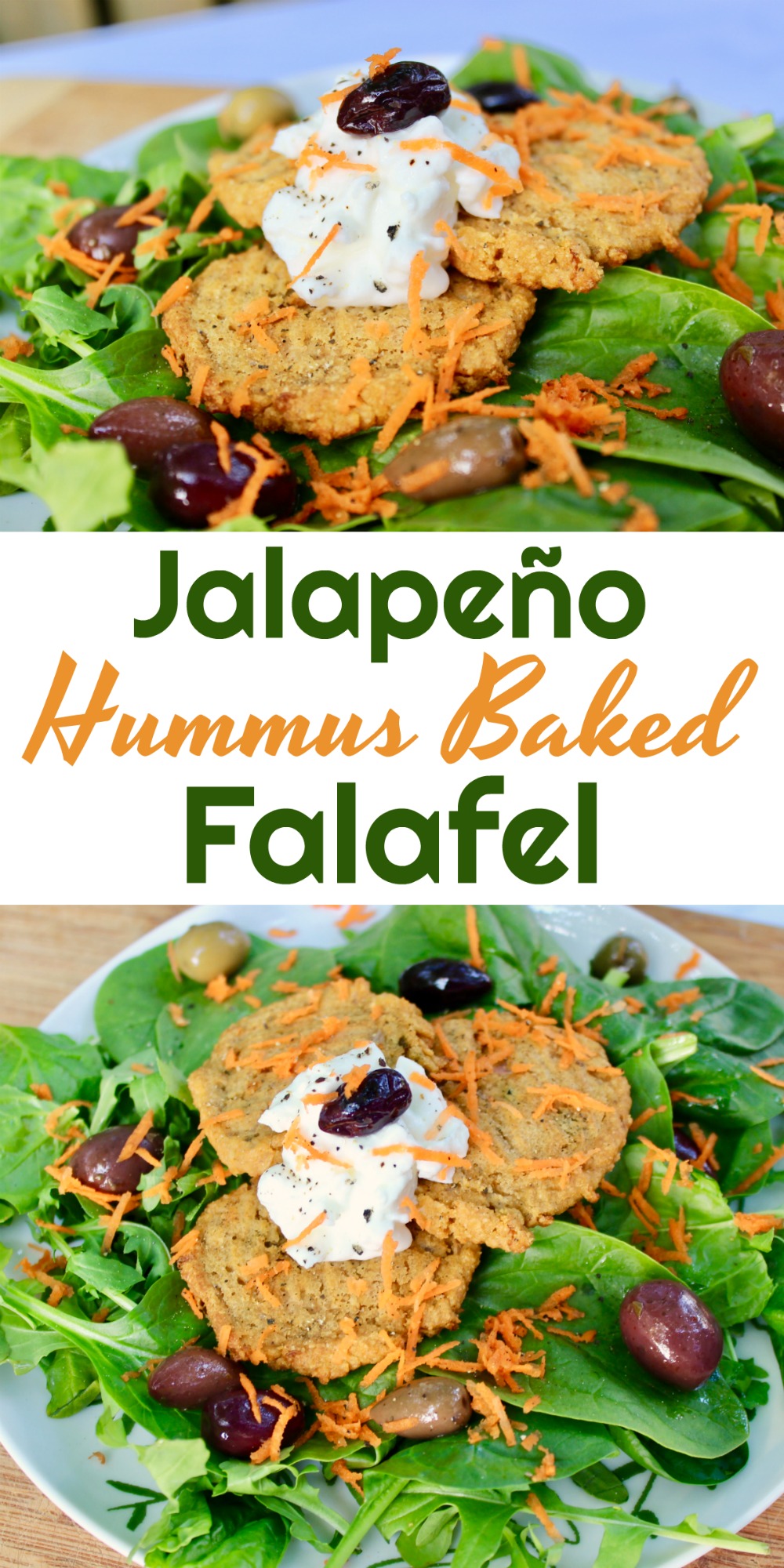Jalapeño Hummus Baked Falafel is a healthier version of a classic Mediterranean dish.  It's made even easier by skipping the chickpeas and simply using hummus for the batter!