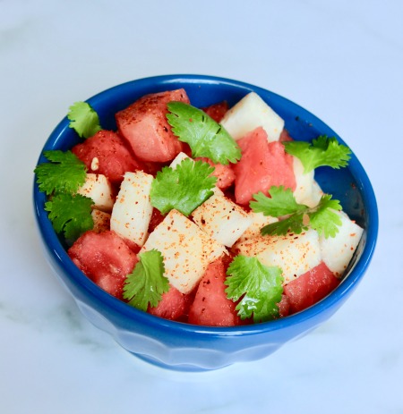 Chili-Lime Watermelon & Jicama Salad gets a pop from Tajin (a spicy, salty, lime-y spice blend).  When paired with fruit, it creates a crave-worthy sweet 'n salty combo.