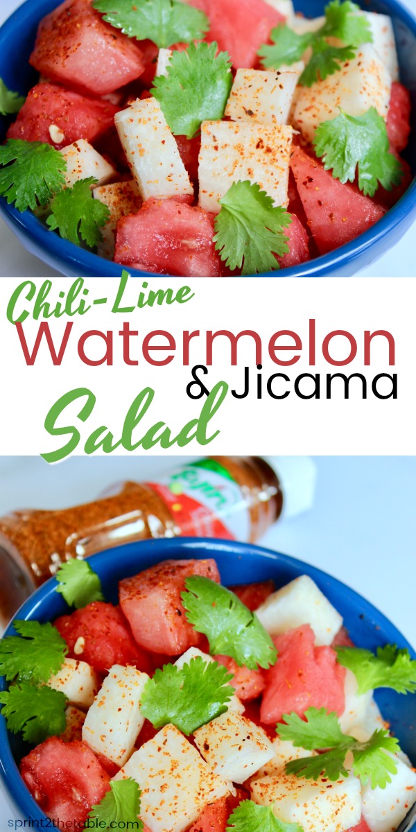 Chili-Lime Watermelon & Jicama Salad is deliciously refreshing on a hot summer day. The Tajin puts a spicy spin on sweet summer watermelon.